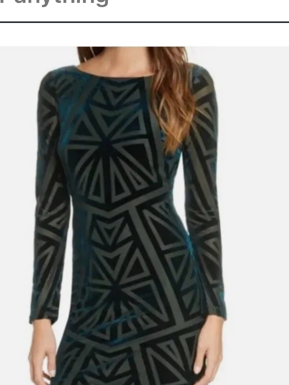 Vince Camuto Black & Emerald Green Velvet Geometric Dress - Size 8